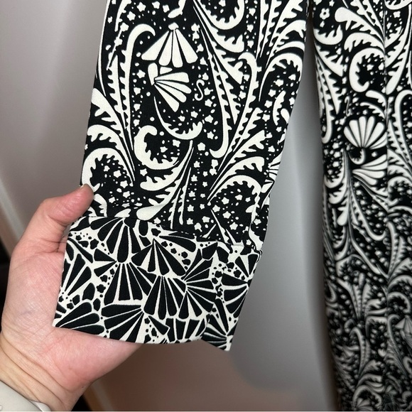 Chico’s‎ Liquid Knit Midi Dress 3/4 Sleeve Scoop Neck Black White Sz 3 XL - Picture 6 of 10